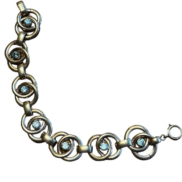 Vintage HSB 1/20 12K Gold Filled Light Blue Stone Bracelet - Picture 1 of 4